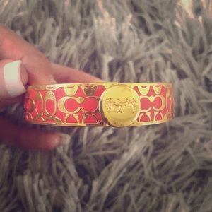 Coach Pink and Gold Signature Bangle